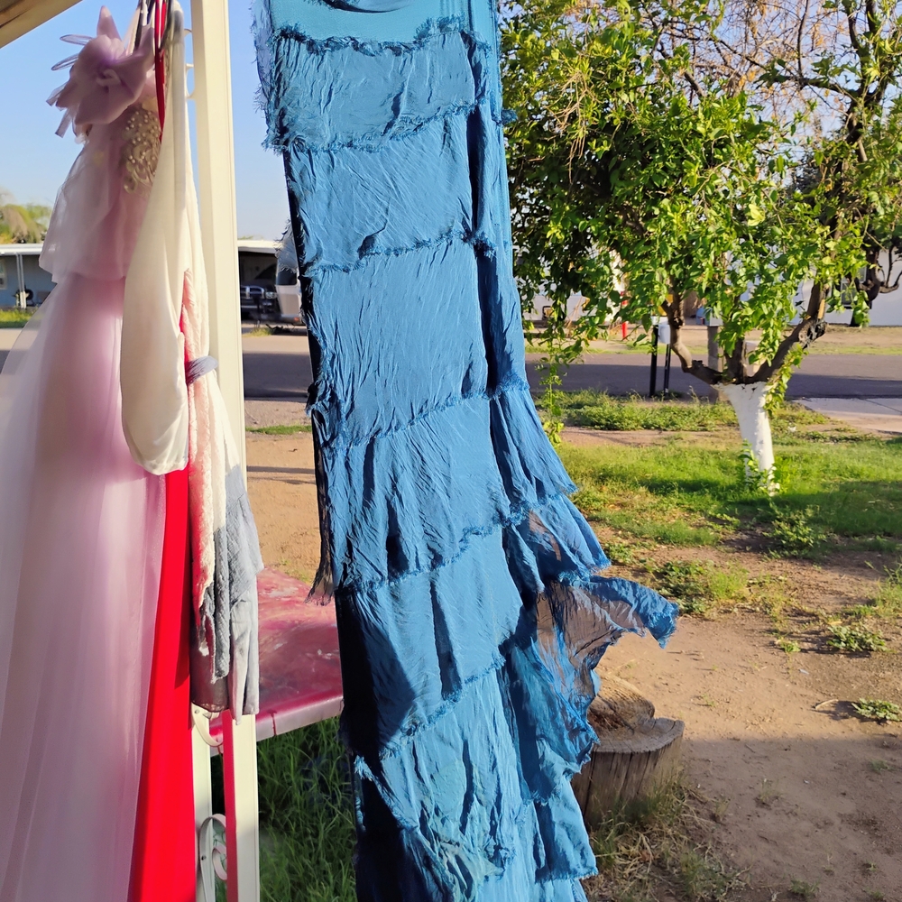 Blue Fringed Scarf